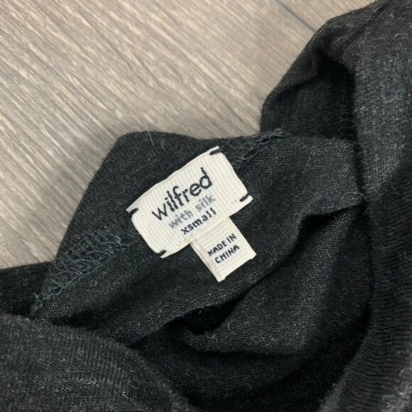Aritzia Wilfred Blouse Top Long Sleeve Half Silk Mock neck Heathered Black XS - Picture 12 of 14
